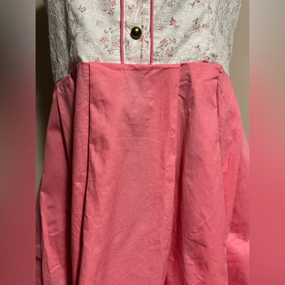 NWT Scarlet Darkness Pink and White Square Neckline Floral Dress size large - Picture 5 of 12